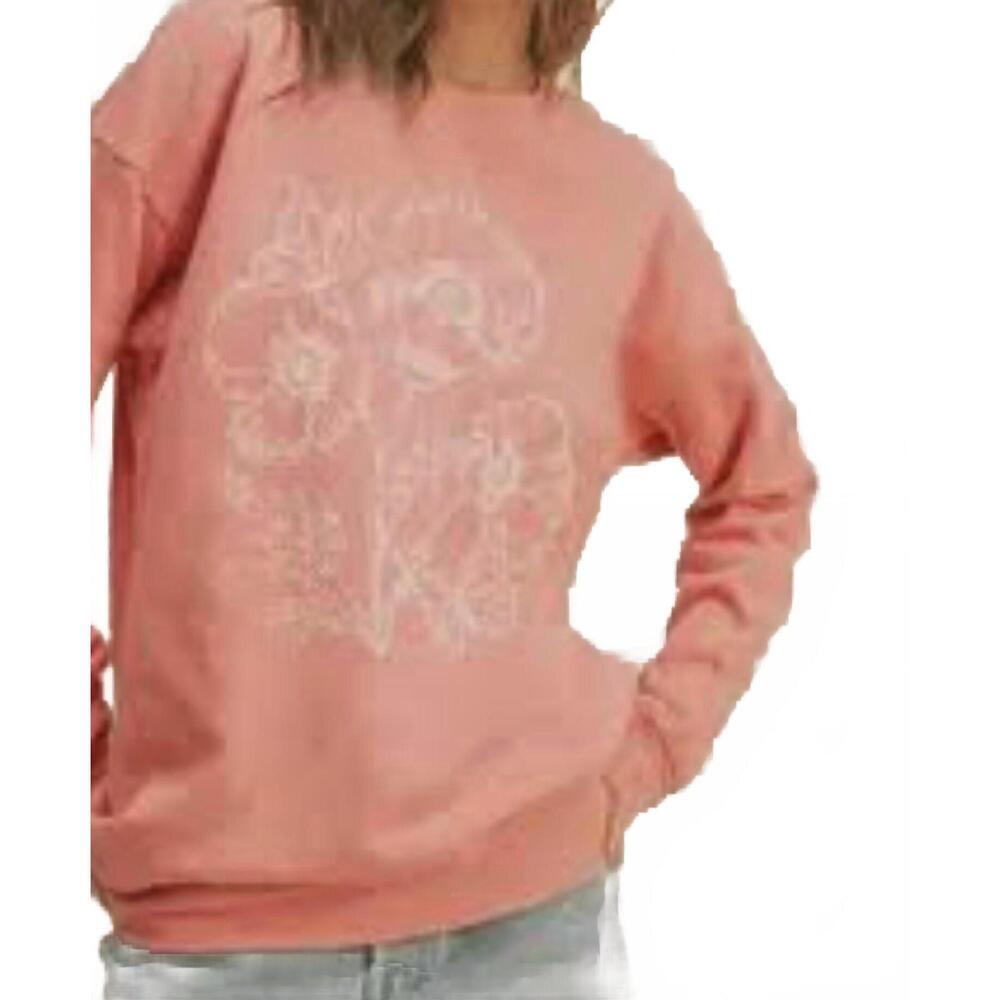 NEW TREND SHOP flower embroidery graphic sweatshirt in tea rose